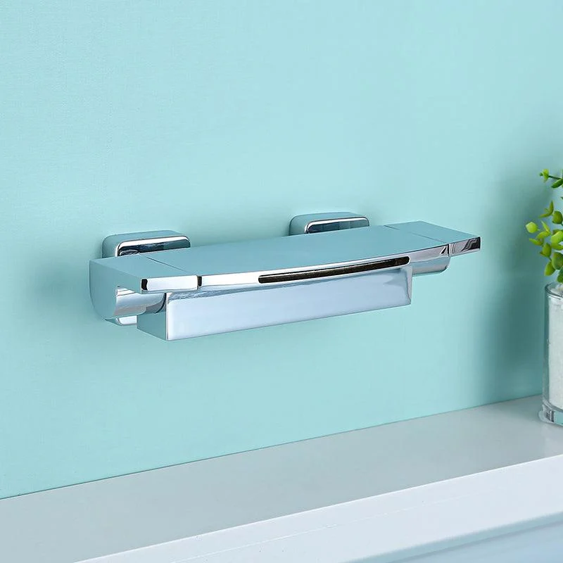 Modern Wall Mounted Copper Tub Filler Low Arc Waterfall Tub Tap Trim -Bathlova