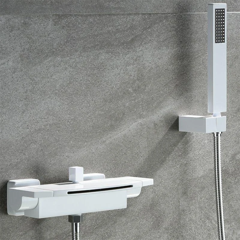 Modern Wall Mounted Metal Tub Filler Double Handles Waterfall Tub Tap Trim -Bathlova