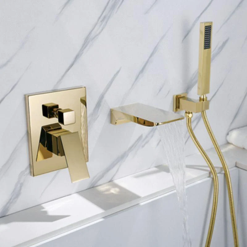 Modern Wall Mounted Metal Tub Filler Low Arc Bathroom Tap -Bathlova