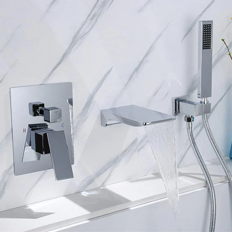 Modern Wall Mounted Metal Tub Filler Low Arc Bathroom Tap -Bathlova