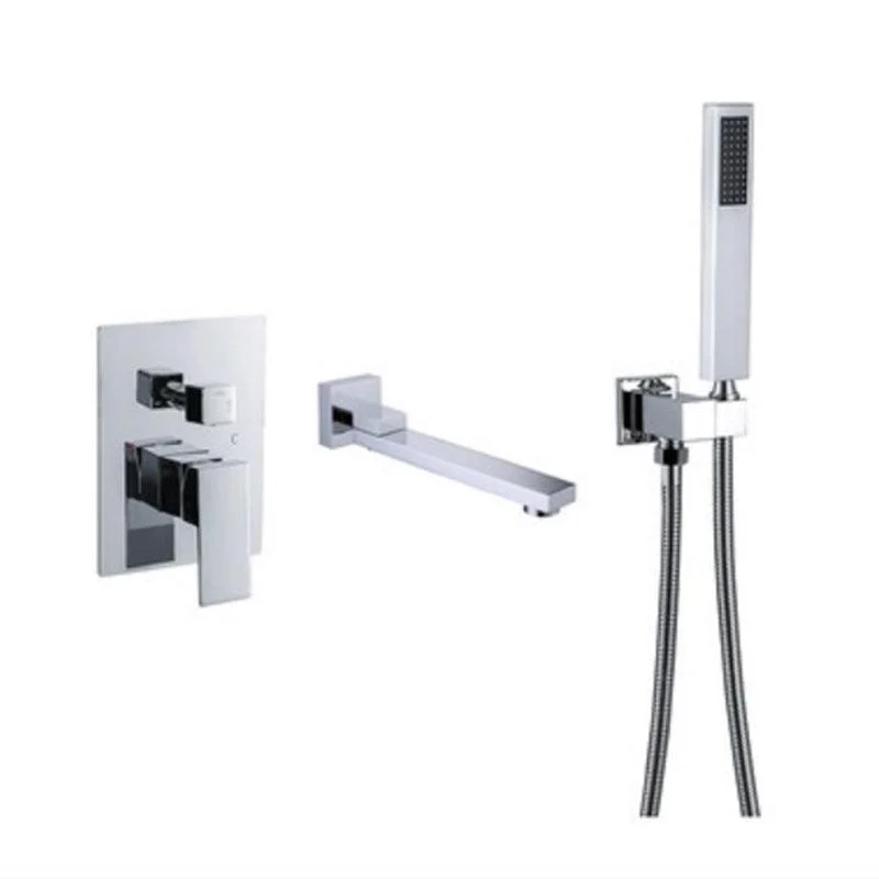 Modern Wall Mounted Metal Tub Filler Low Arc Bathroom Tap -Bathlova