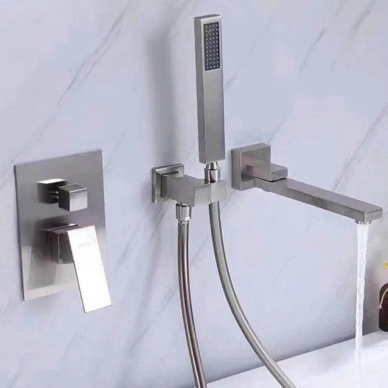 Modern Wall Mounted Metal Tub Filler Low Arc Bathroom Tap -Bathlova