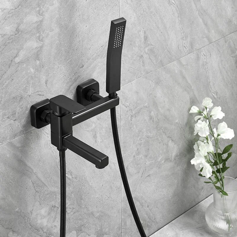 Modern Wall Mounted Metal Tub Filler Low Arc Swivel Bathroom Tap -Bathlova