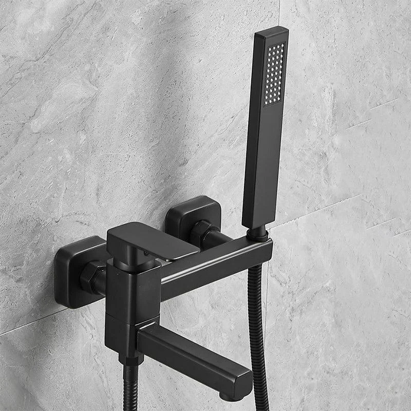 Modern Wall Mounted Metal Tub Filler Low Arc Swivel Bathroom Tap -Bathlova