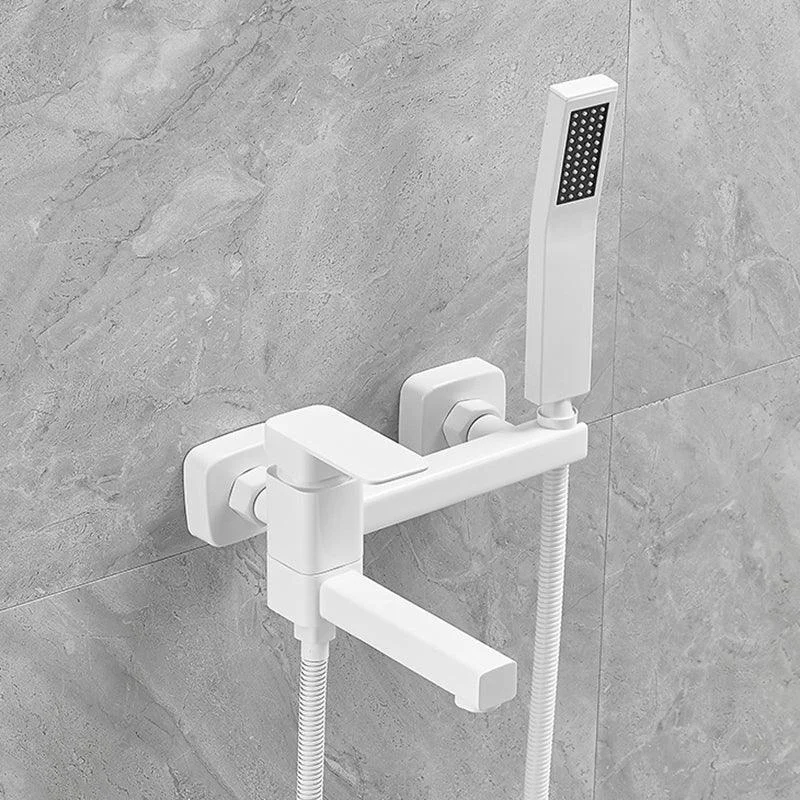 Modern Wall Mounted Metal Tub Filler Low Arc Swivel Bathroom Tap -Bathlova