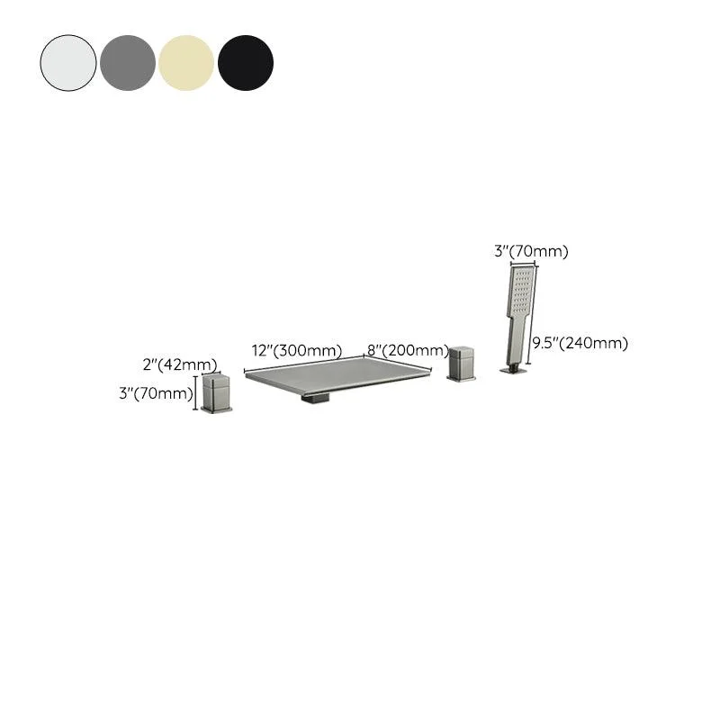 Modern Wall Mounted Metal Tub Filler Low Arc Waterfall Tub Tap Trim -Bathlova