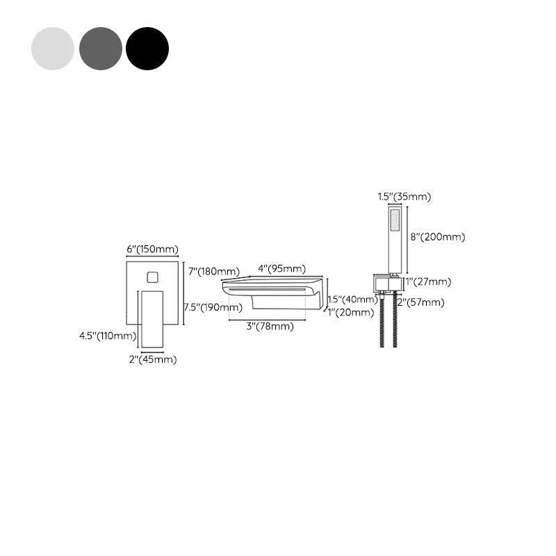 Modern Wall Mounted Metal Tub Filler Single Handle Bathroom Tap -Bathlova