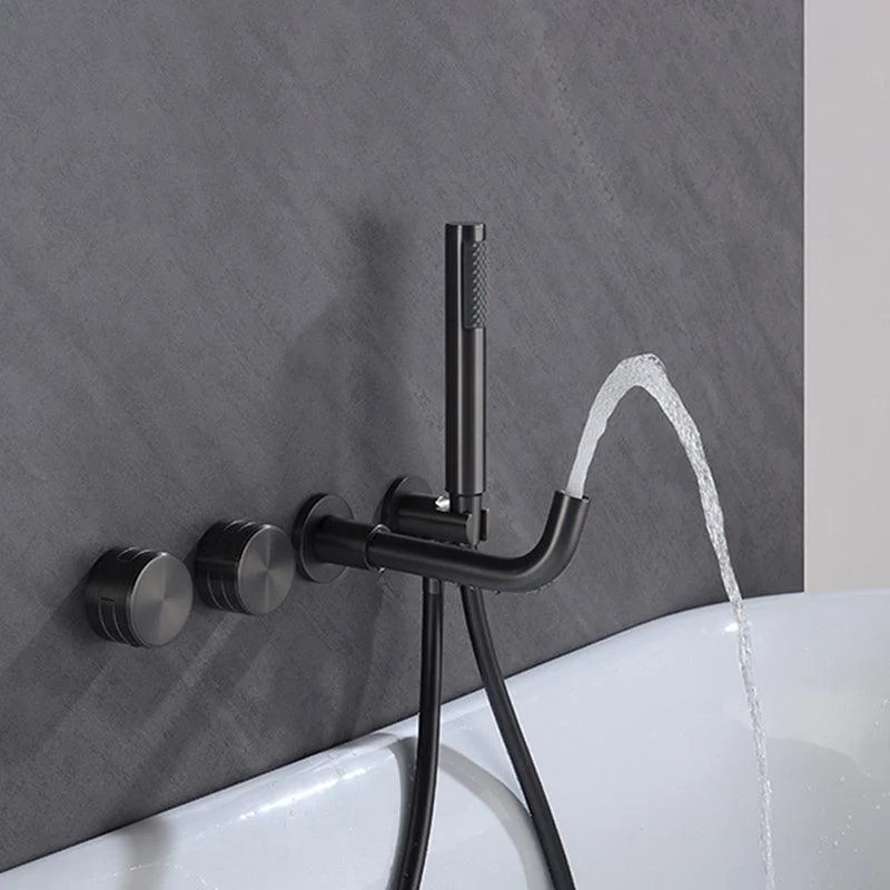 Modern Wall Mounted Metal Tub Filler Trim Low Arc Bathroom Tap -Bathlova