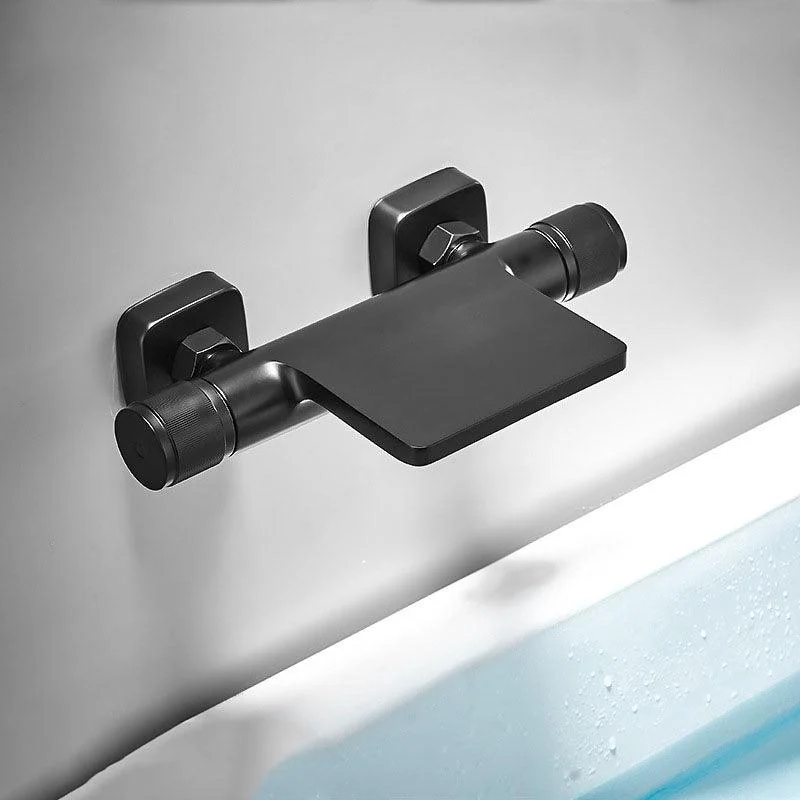 Modern Wall Mounted Metal Tub Filler Waterfall Double Handles Tub Tap Trim -Bathlova