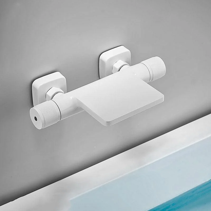 Modern Wall Mounted Metal Tub Filler Waterfall Double Handles Tub Tap Trim -Bathlova