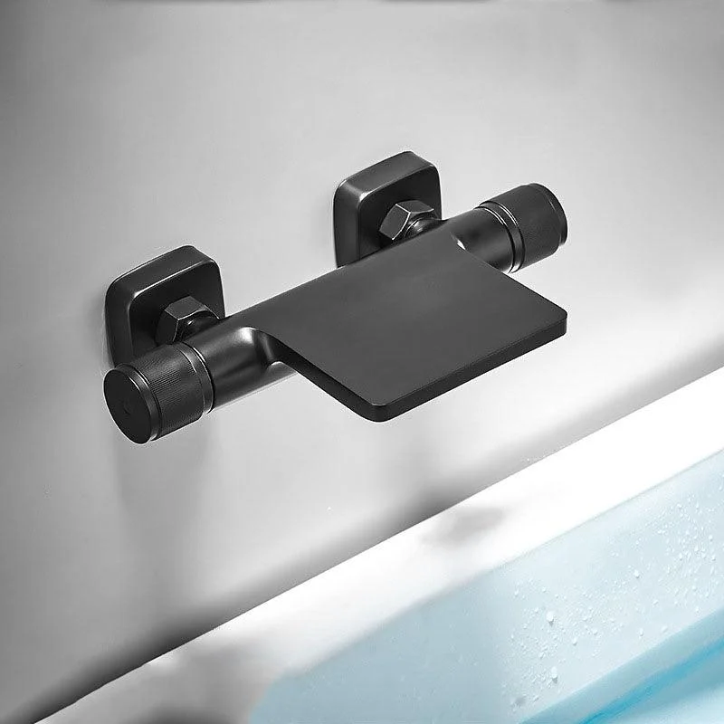 Modern Wall Mounted Metal Tub Filler Waterfall Double Handles Tub Tap Trim -Bathlova