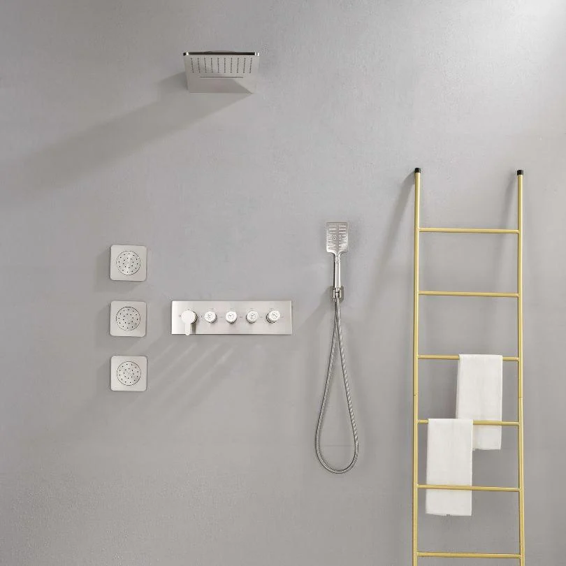 Modern Wall-Mounted Nickel Rain Shower System With 3 Body Sprays & Handheld Shower -Bathlova