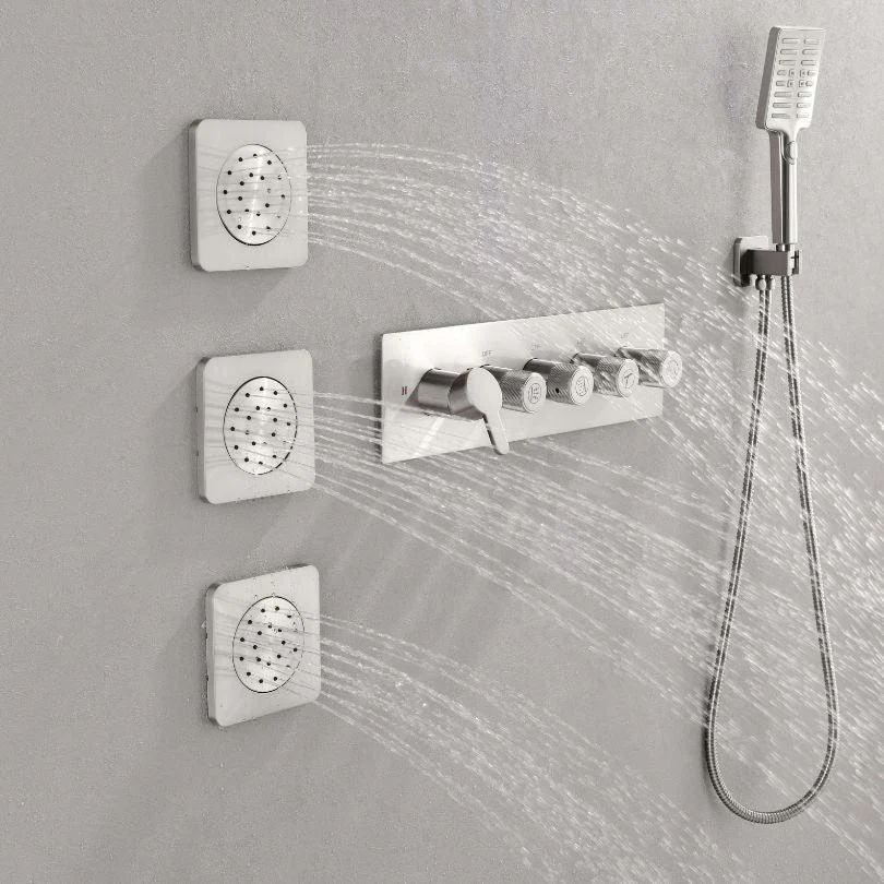 Modern Wall-Mounted Nickel Rain Shower System With 3 Body Sprays & Handheld Shower -Bathlova