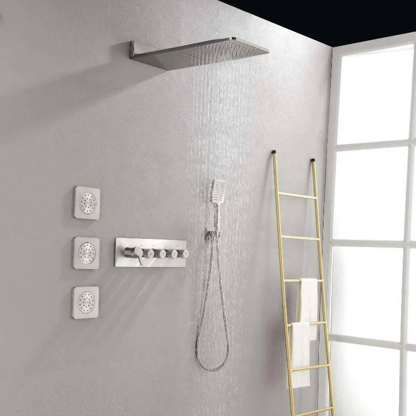 Modern Wall-Mounted Nickel Rain Shower System With 3 Body Sprays & Handheld Shower -Bathlova