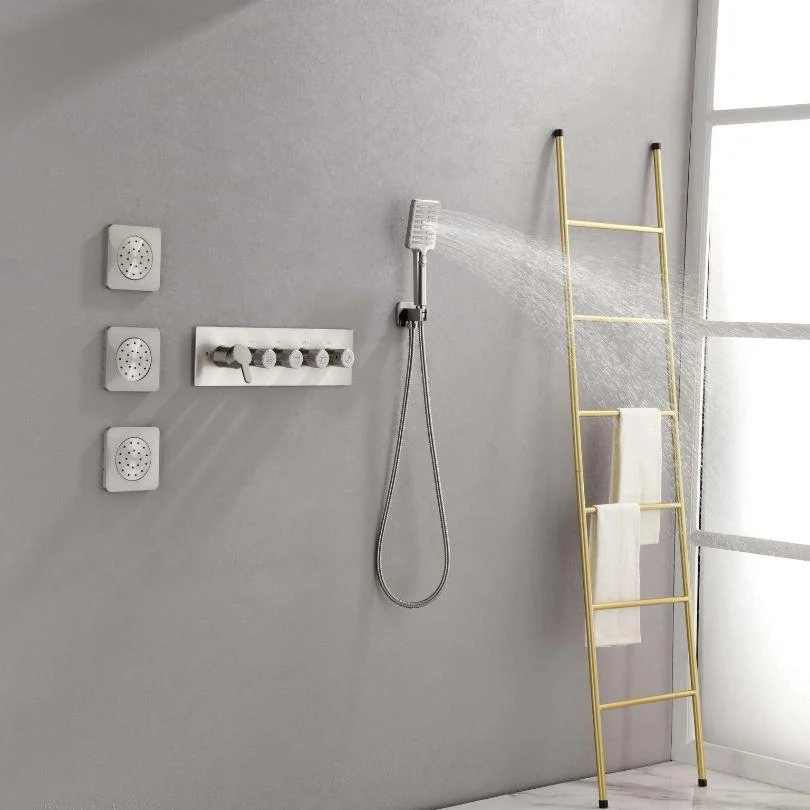 Modern Wall-Mounted Nickel Rain Shower System With 3 Body Sprays & Handheld Shower -Bathlova