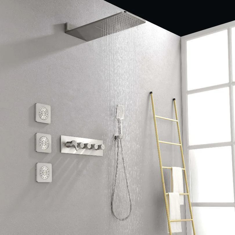 Modern Wall-Mounted Nickel Rain Shower System With 3 Body Sprays & Handheld Shower -Bathlova