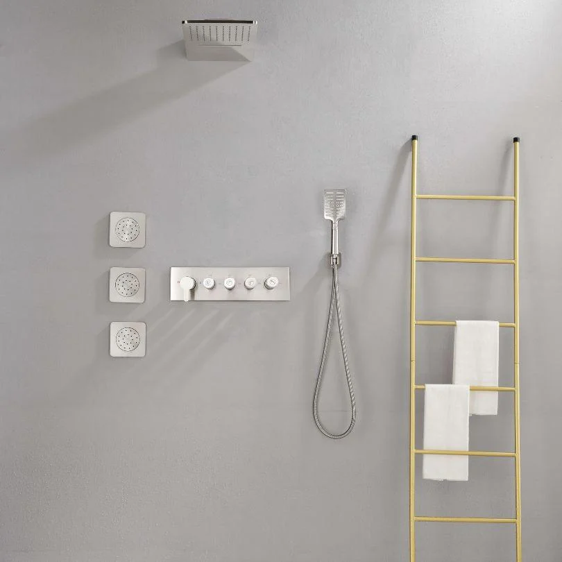 Modern Wall-Mounted Nickel Rain Shower System With 3 Body Sprays & Handheld Shower -Bathlova