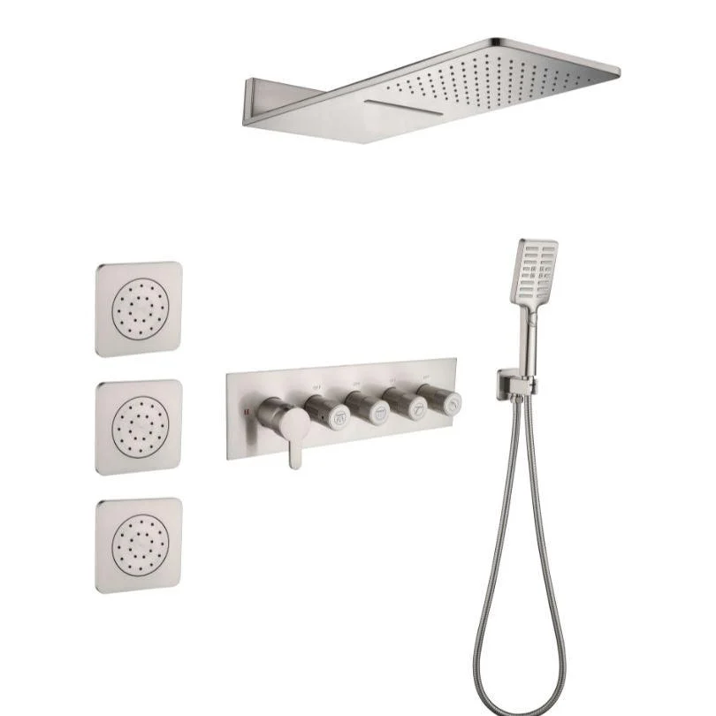 Modern Wall-Mounted Nickel Rain Shower System With 3 Body Sprays & Handheld Shower -Bathlova