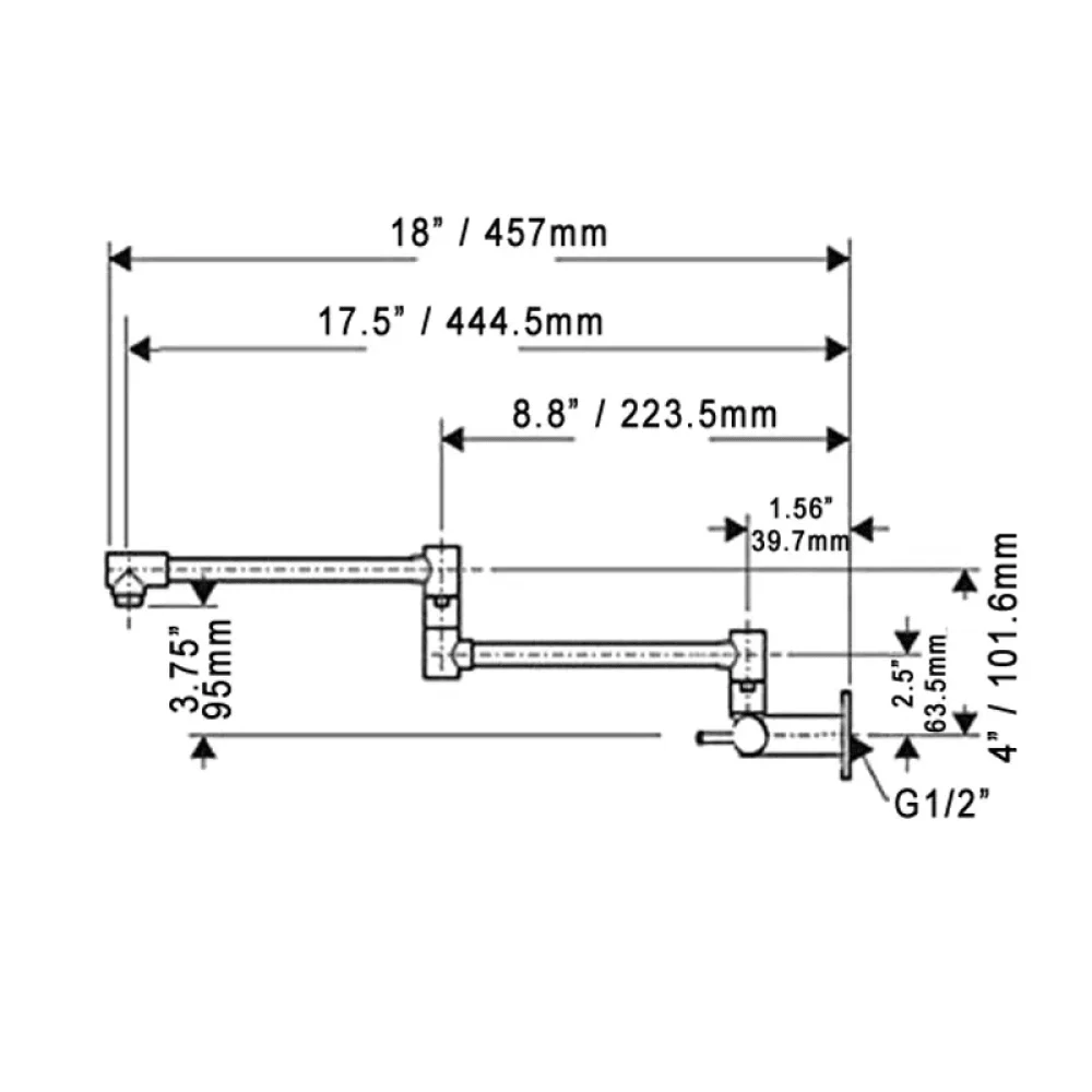 Modern Wall-mounted Retractable Kitchen Tap with Dual Swing Joints -Bathlova