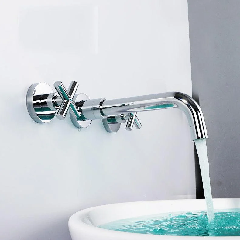 Modern Wall Mounted Sink Tap Cross Handles Wall Mounted Taps -Bathlova