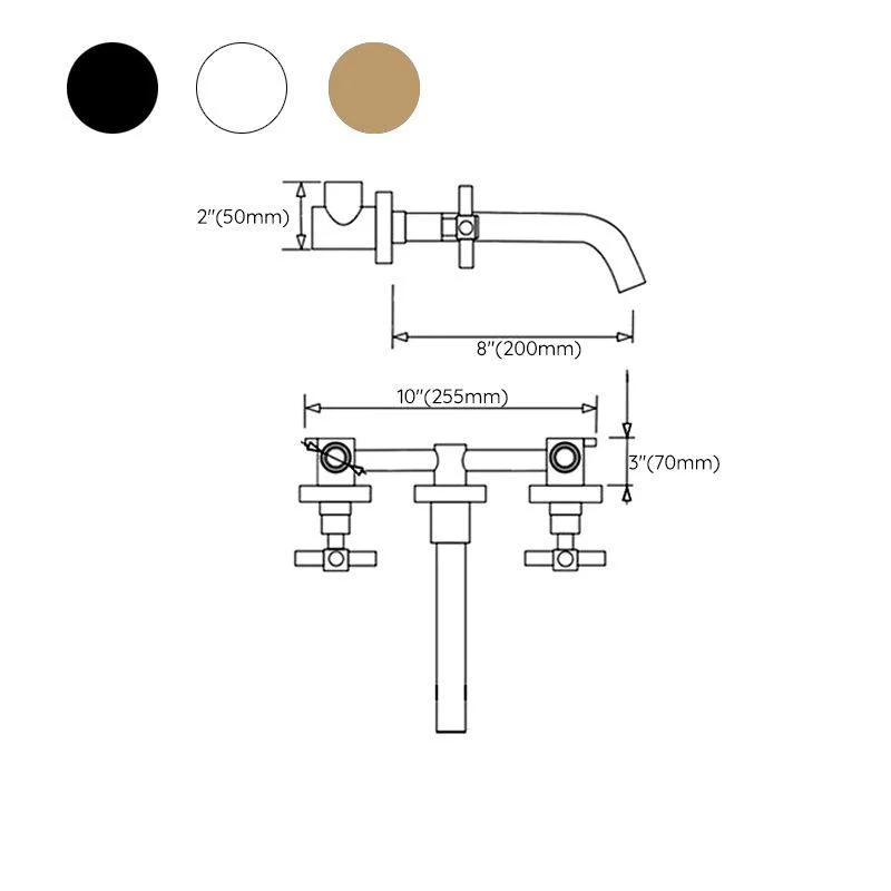 Modern Wall Mounted Sink Tap Cross Handles Wall Mounted Taps -Bathlova