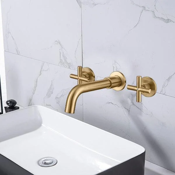 Modern Wall Mounted Sink Tap Cross Handles Wall Mounted Taps -Bathlova