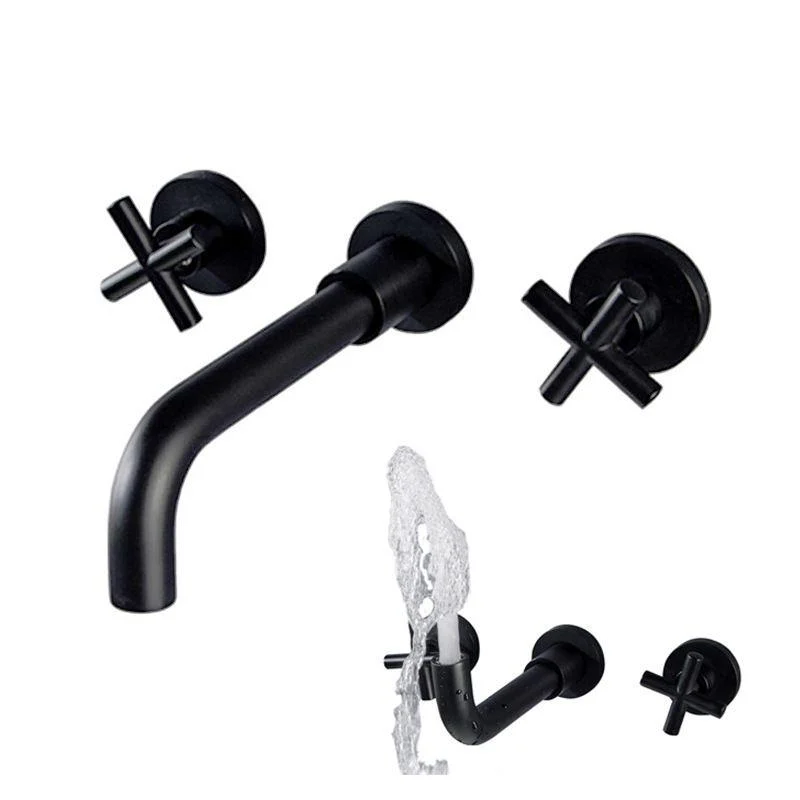 Modern Wall Mounted Sink Tap Cross Handles Wall Mounted Taps -Bathlova