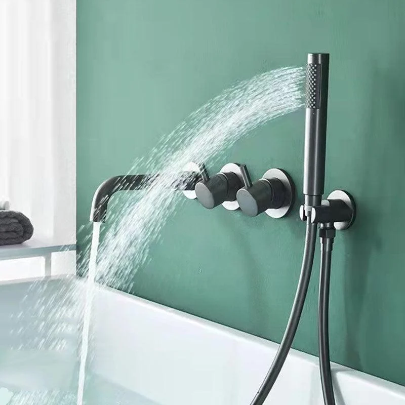 Modern Wall Mounted Tap Solid Color Bathroom Tap with Double Handle -Bathlova