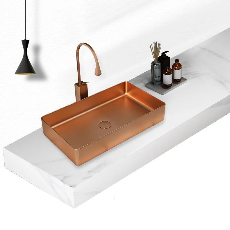 Modern Wash Stand Metal Rectangular with Drain Assembly and Tap Vessel Bathroom Sink -Bathlova