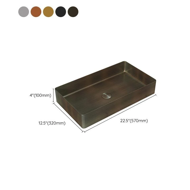 Modern Wash Stand Metal Rectangular with Drain Assembly and Tap Vessel Bathroom Sink -Bathlova