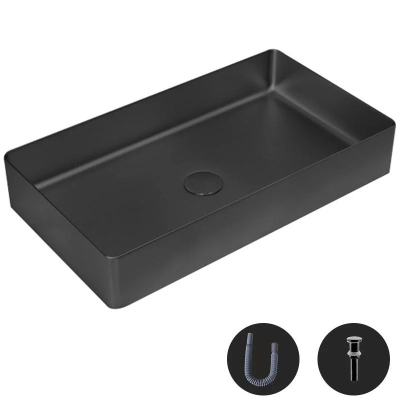 Modern Wash Stand Metal Rectangular with Drain Assembly and Tap Vessel Bathroom Sink -Bathlova