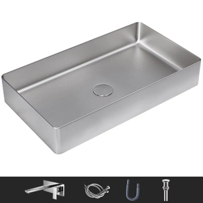 Modern Wash Stand Metal Rectangular with Drain Assembly and Tap Vessel Bathroom Sink -Bathlova