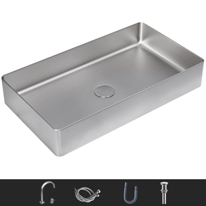 Modern Wash Stand Metal Rectangular with Drain Assembly and Tap Vessel Bathroom Sink -Bathlova