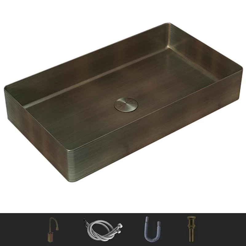 Modern Wash Stand Metal Rectangular with Drain Assembly and Tap Vessel Bathroom Sink -Bathlova