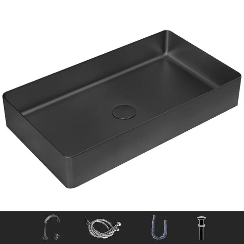 Modern Wash Stand Metal Rectangular with Drain Assembly and Tap Vessel Bathroom Sink -Bathlova