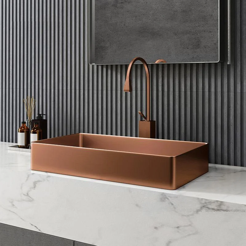 Modern Wash Stand Metal Rectangular with Drain Assembly and Tap Vessel Bathroom Sink -Bathlova