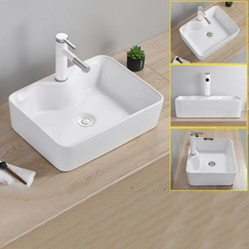 Modern Wash Stand Porcelain Rectangular with Drain Assembly and Pop-Up Drain Vessel Sink -Bathlova