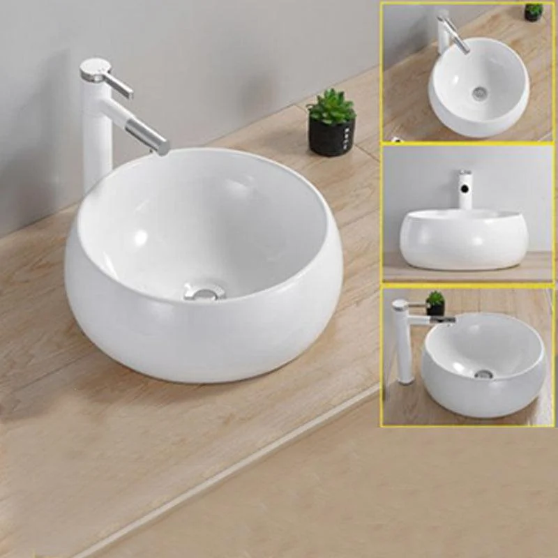 Modern Wash Stand Porcelain Rectangular with Drain Assembly and Pop-Up Drain Vessel Sink -Bathlova