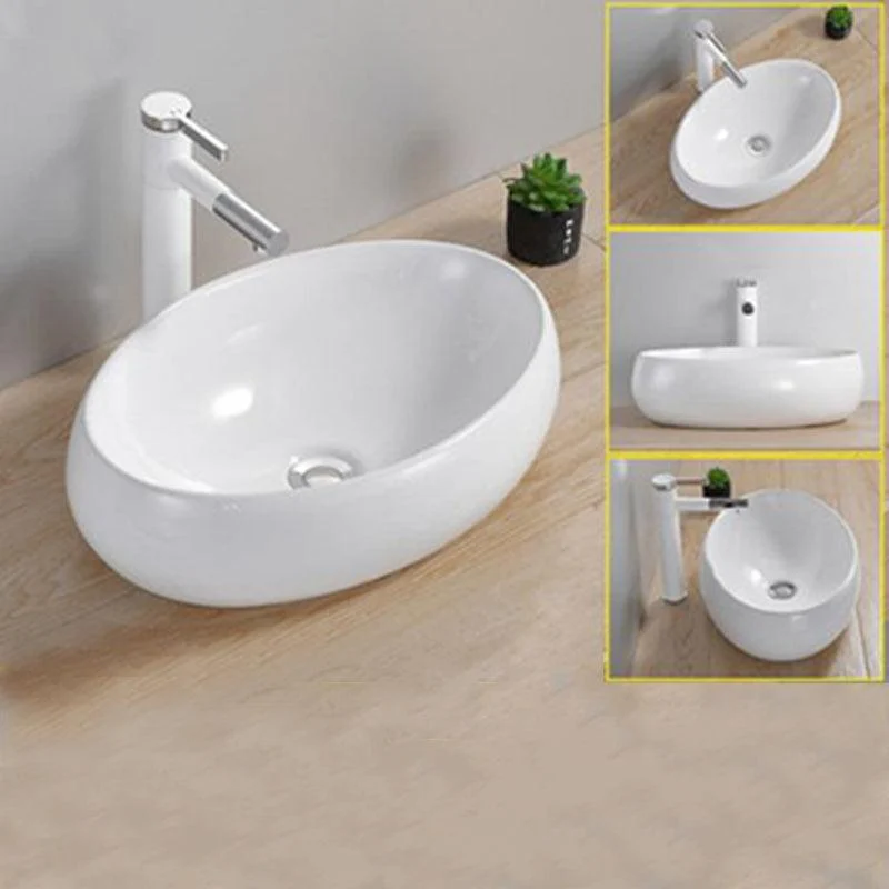 Modern Wash Stand Porcelain Rectangular with Drain Assembly and Pop-Up Drain Vessel Sink -Bathlova