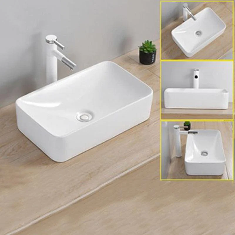 Modern Wash Stand Porcelain Rectangular with Drain Assembly and Pop-Up Drain Vessel Sink -Bathlova