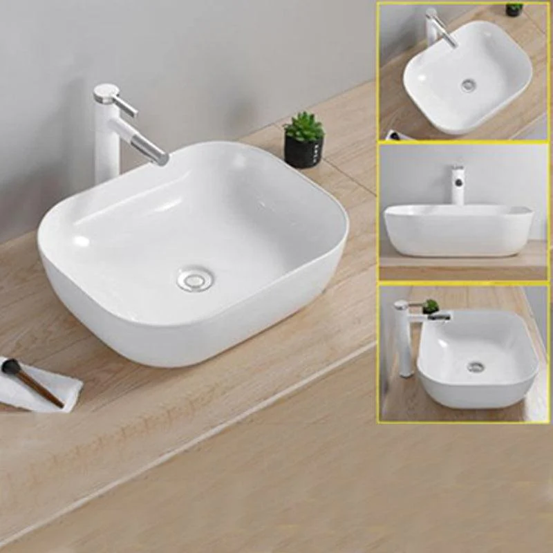 Modern Wash Stand Porcelain Rectangular with Drain Assembly and Pop-Up Drain Vessel Sink -Bathlova