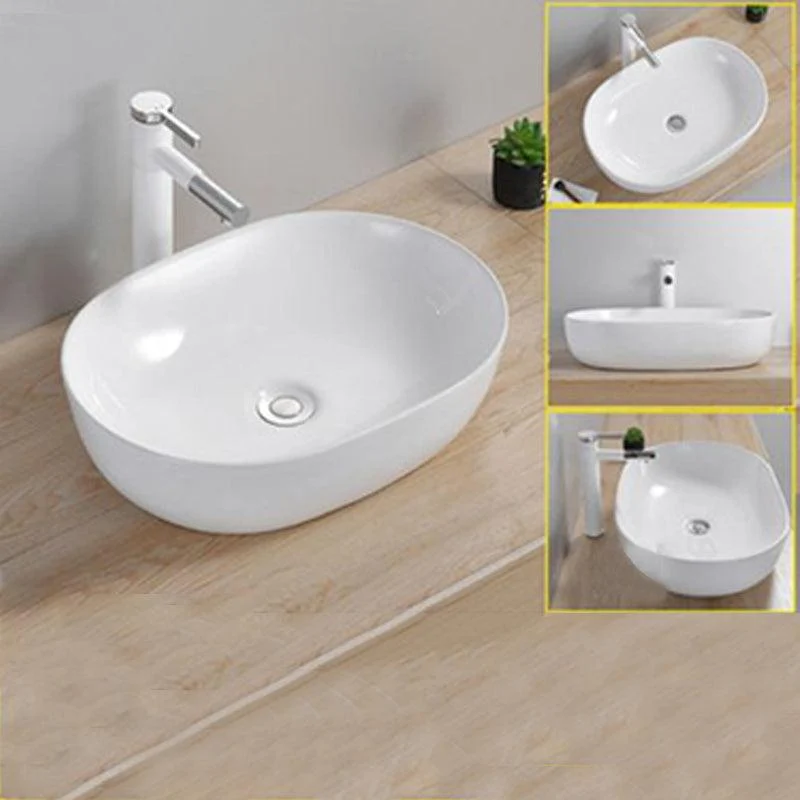 Modern Wash Stand Porcelain Rectangular with Drain Assembly and Pop-Up Drain Vessel Sink -Bathlova