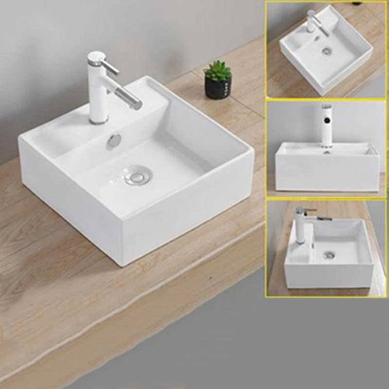 Modern Wash Stand Porcelain Rectangular with Drain Assembly and Pop-Up Drain Vessel Sink -Bathlova