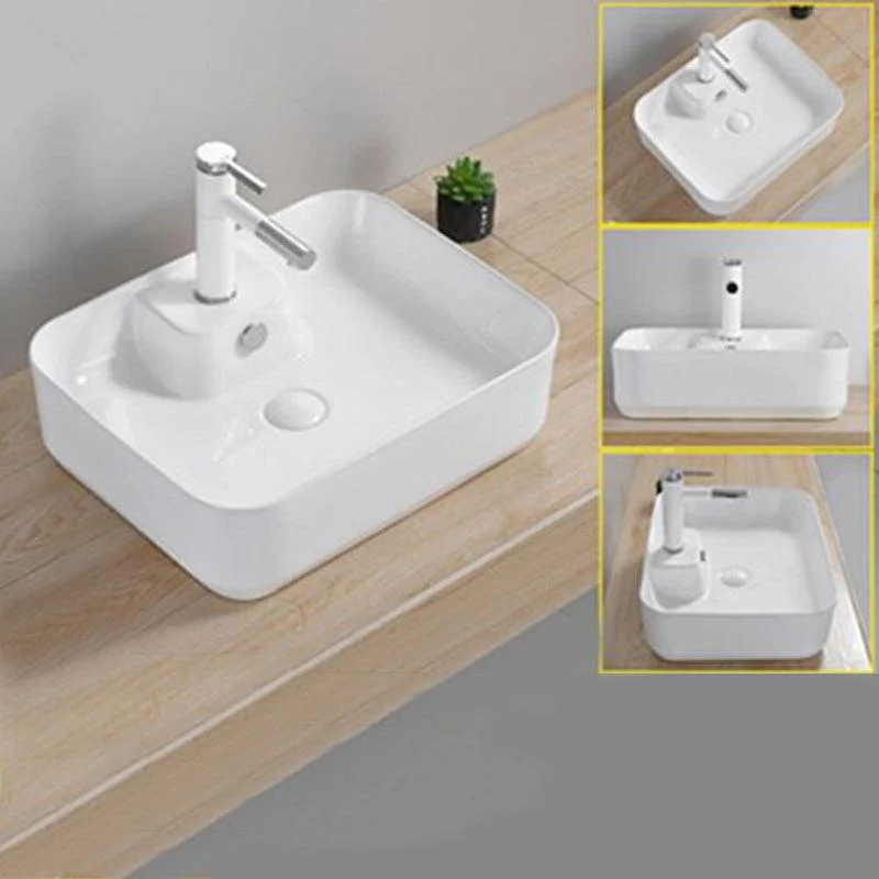 Modern Wash Stand Porcelain Rectangular with Drain Assembly and Pop-Up Drain Vessel Sink -Bathlova