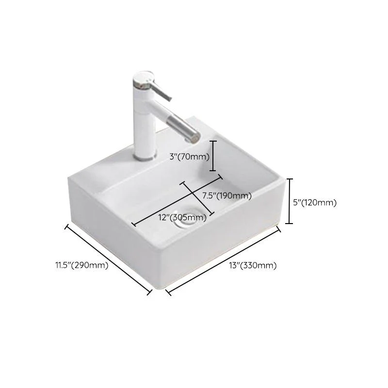 Modern Wash Stand Porcelain Rectangular with Drain Assembly and Pop-Up Drain Vessel Sink -Bathlova