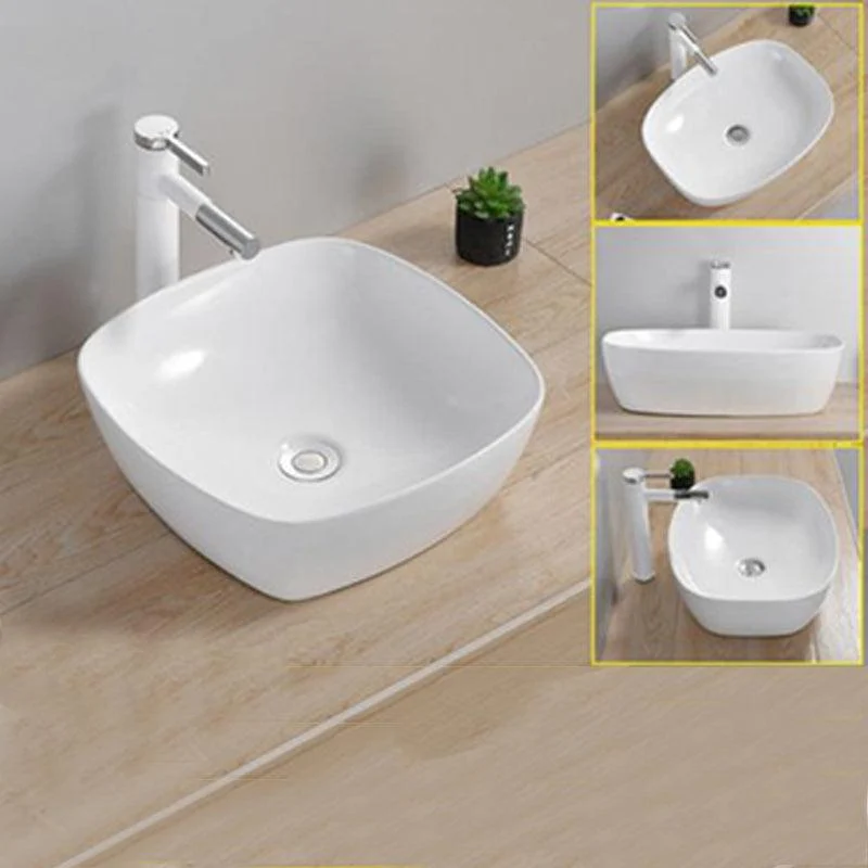 Modern Wash Stand Porcelain Rectangular with Drain Assembly and Pop-Up Drain Vessel Sink -Bathlova