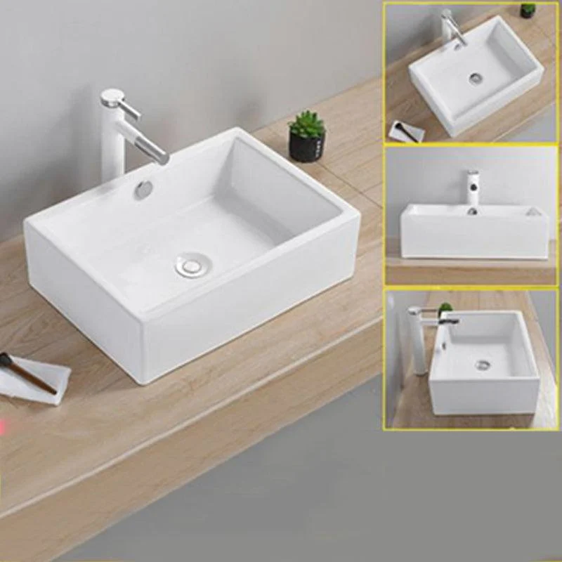 Modern Wash Stand Porcelain Rectangular with Drain Assembly and Pop-Up Drain Vessel Sink -Bathlova