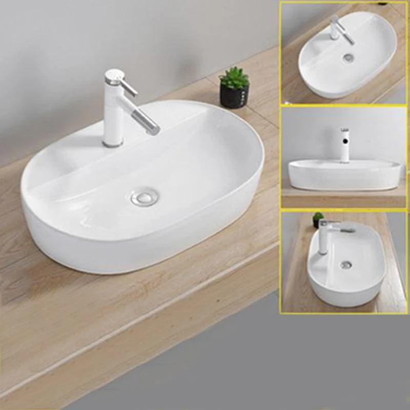 Modern Wash Stand Porcelain Rectangular with Drain Assembly and Pop-Up Drain Vessel Sink -Bathlova