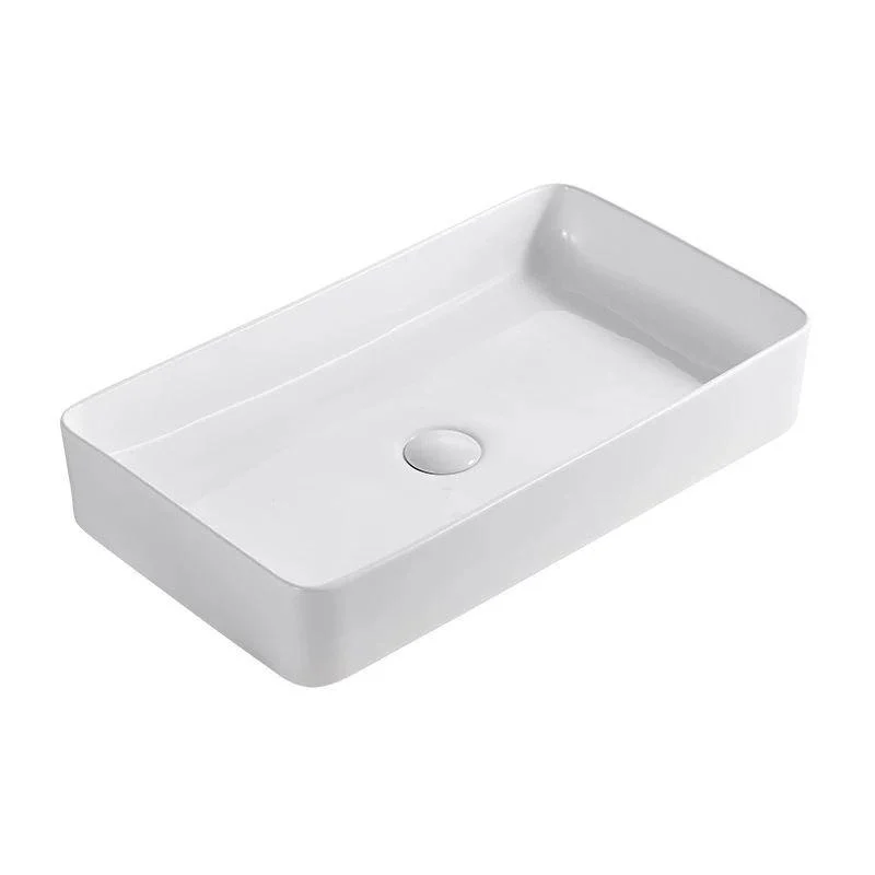 Modern Wash Stand Porcelain Rectangular with Drain Assembly and Pop-Up Drain Vessel Sink -Bathlova