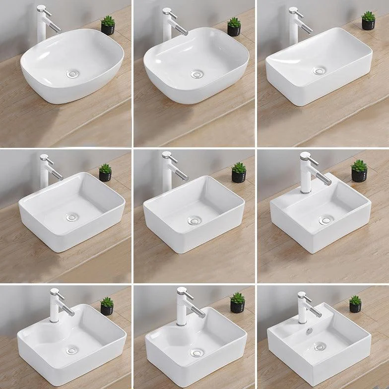 Modern Wash Stand Porcelain Rectangular with Drain Assembly and Pop-Up Drain Vessel Sink -Bathlova